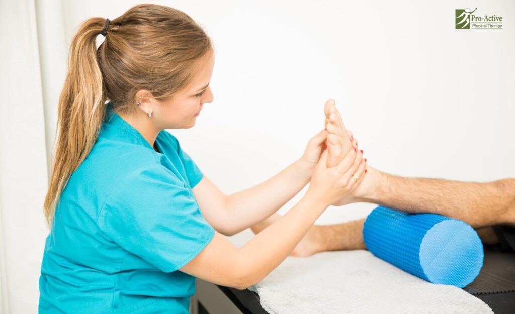 Patient walking comfortably with renewed orthotic inserts after physical therapy