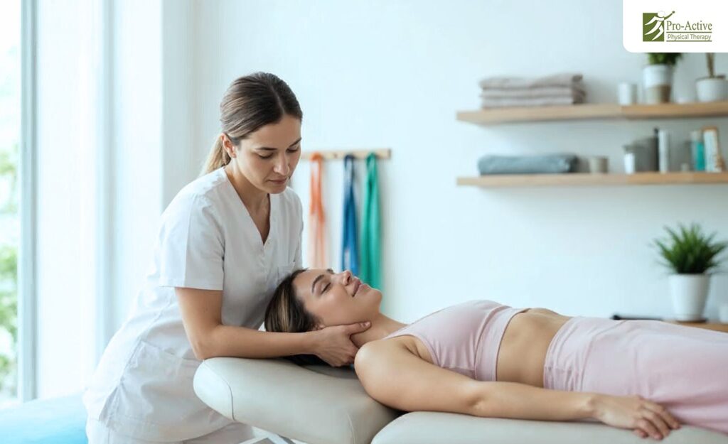 TMJ physical therapy session in Sunnyvale focusing on jaw and neck mobility