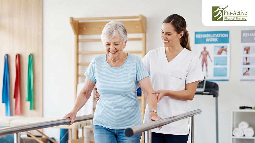 Physical therapist helping patient with balance training exercises Sunnyvale CA