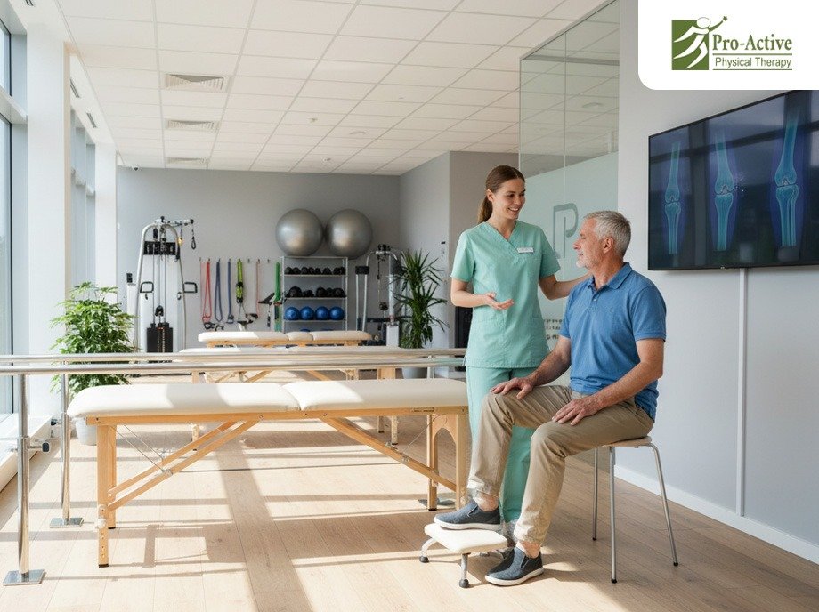 Post knee replacement physical therapy session focused on strength and mobility recovery