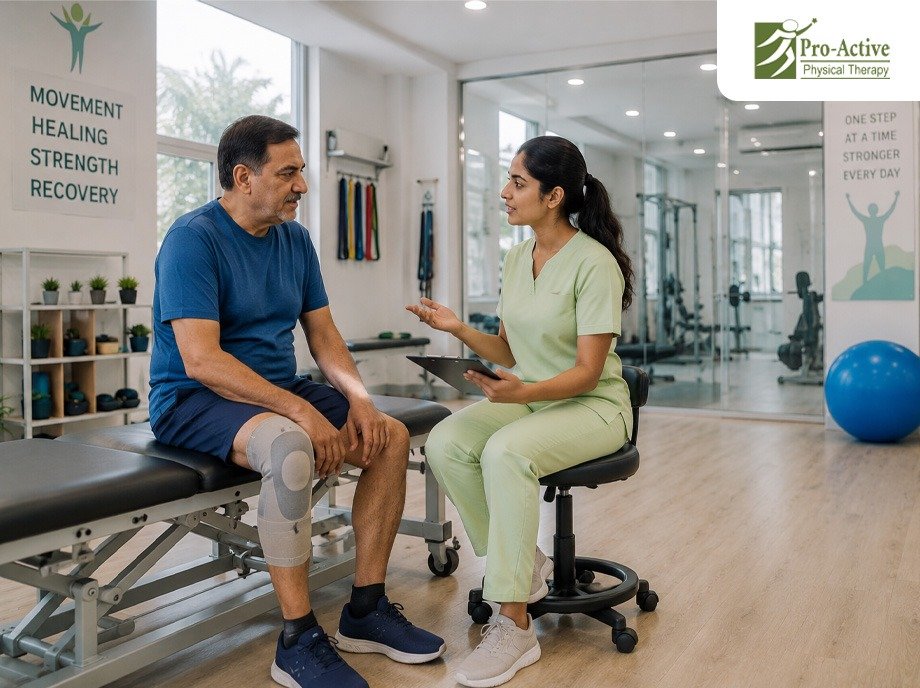 Senior patient receiving knee replacement rehabilitation at Proactive Physical Therapy Sunnyvale