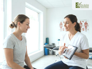 New mother receiving postpartum pelvic floor therapy at a Sunnyvale clinic