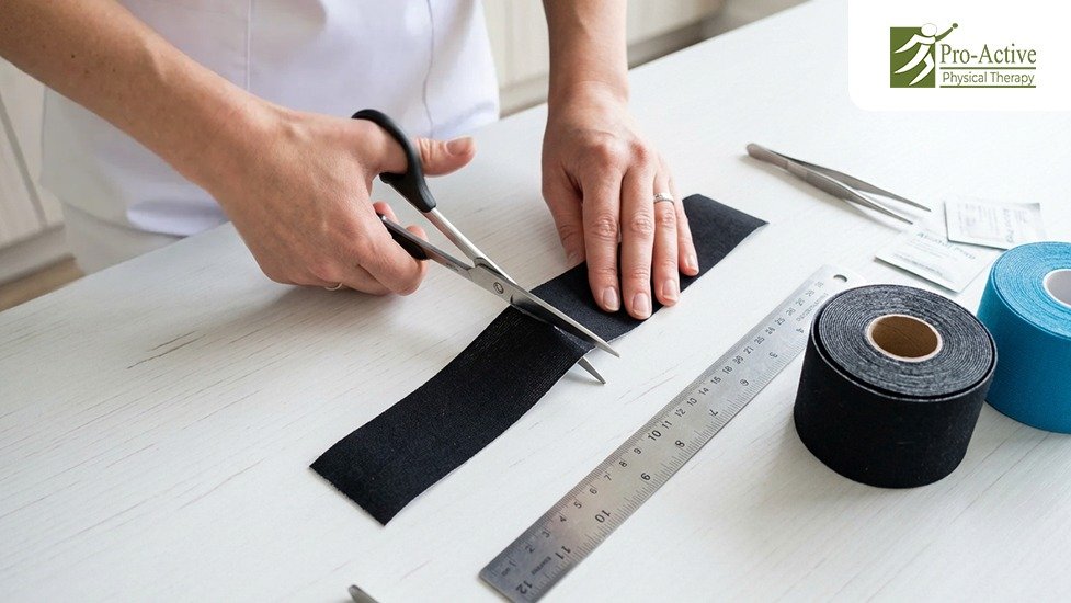 kinesio tape helping joint awareness and movement control physiotherapy